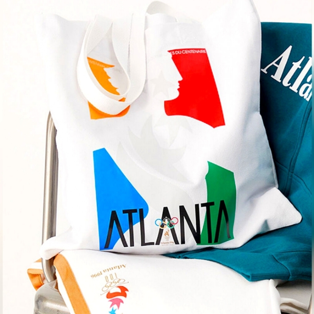 Olympics Atlanta Canvas Tote Bag, OneSize, White.